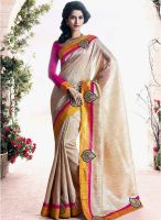 Vishal Cream Embroidered Saree