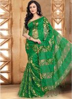 Viva N Diva Green Embroidered Saree