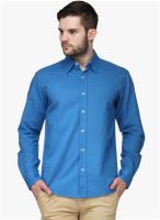 WYM Blue Solid Regular Fit Casual Shirt