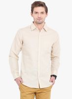 Western Vivid Beige Solid Slim Fit Casual Shirt