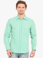 Western Vivid Green Checked Slim Fit Casual Shirt