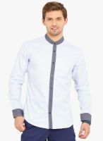 Western Vivid Light Blue Solid Slim Fit Casual Shirt