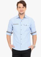 Western Vivid Light Blue Solid Slim Fit Casual Shirt