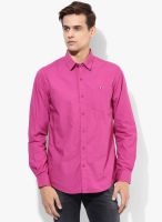 Wills Lifestyle Fuchsia Slim Fit Casual Shirt