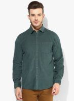 Wills Lifestyle Green Slim Fit Casual Shirt