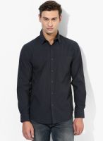 Wills Lifestyle Navy Blue Slim Fit Casual Shirt