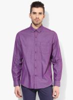 Wills Lifestyle Purple Slim Fit Casual Shirt