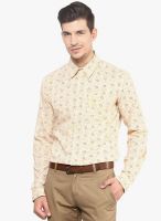 Yellow Submarine Beige Printed Regular Fit Casual Shirt