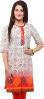 Yepme Casual Printed Women's Kurti(White, Red)