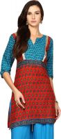 Yepme Casual Printed Women's Kurti(Red, Blue)