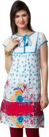 Yepme Casual Printed Women's Kurti(White, Blue)