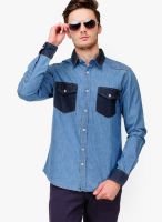 Yepme Solid Light Blue Slim Fit Casual Shirt