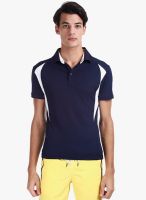 Zobello Navy Blue Solid Polo T-Shirt
