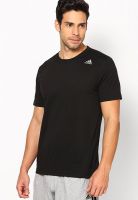 Adidas Black Solid Round Neck T-Shirt