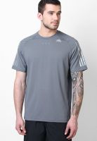 Adidas Grey Solid Round Neck T-Shirts