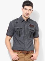 Affliction Solid Charcoal Grey Casual Shirt