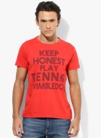 Allen Solly Red Wimbledon Round Neck T-Shirt