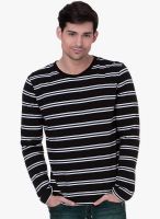 Alley Men Black Striped Round Neck T-Shirt