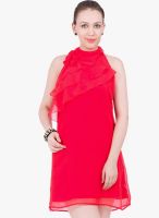Amari West Red Solid Shift Dress