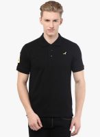 American Crew Black Solid Polo T-Shirt