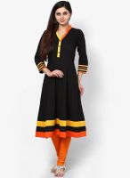 Aum Black Solid Kurtis