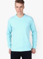 Aventura Outfitters Blue Solid V Neck T-Shirts