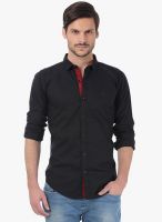 Basics Black Solid Slim Fit Casual Shirt