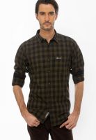 Basics Checks Brown Casual Shirt