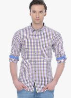 Basics Purple Check Slim Fit Casual Shirt