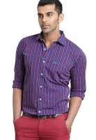 Basics Striped Blue Slim Fit Casual Shirt