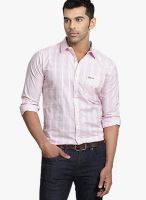 Basics Striped Pink Slim Fit Casual Shirt