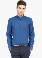 Black Coffee Blue Solid Slim Fit Formal Shirt