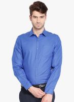 Black Coffee Blue Solid Slim Fit Formal Shirt