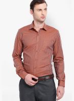 Black Coffee Checks Rust Formal Shirt