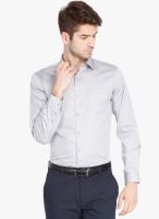 Black Coffee Grey Solid Slim Fit Formal Shirt