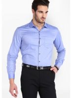 Black Coffee Solid Blue Formal Shirt