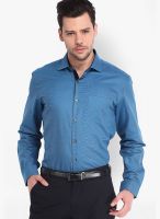 Black Coffee Solid Blue Formal Shirt