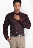 Black Coffee Solid Wine Formal Shirt