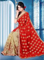 Blissta Red Embroidered Saree