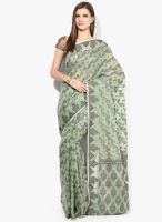 Bunkar Green Printed Super Net Saree