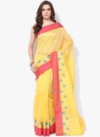 Bunkar Yellow Printed Super Net Saree