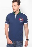 Club York Navy Blue Solid Polo TShirts