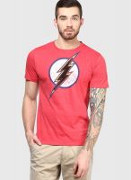 DC Comics Red Printed Round Neck T-Shirts
