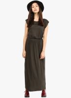 Dorothy Perkins Olive Colored Solid Maxi Dress