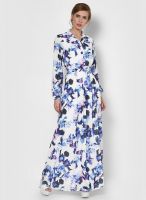 Dorothy Perkins White Colored Printed Maxi Dress
