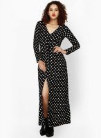 Faballey Black Colored Printed Maxi Dress
