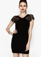 Faballey Black Colored Solid Bodycon Dress