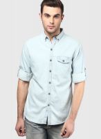 Forca By Lifestyle Light Blue Slim Fit Casual Shirt