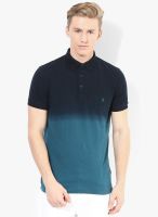 French Connection Blue Solid Polo T-Shirt