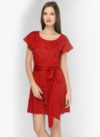 French Connection Short Sleeves Dress With Scalloped Hem Lace
